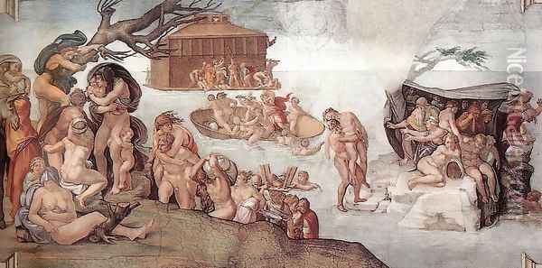The Deluge 1508-09 Oil Painting - Michelangelo Buonarroti
