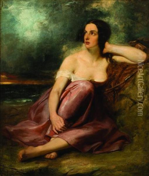 Woman Resting Against Rock Oil Painting - William Etty