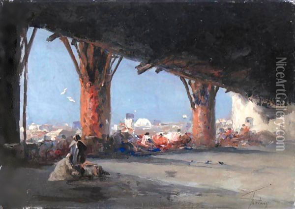 Portico Arabe (Arabian Scene) Oil Painting - Mariano Jose Maria Bernardo Fortuny y Carbo
