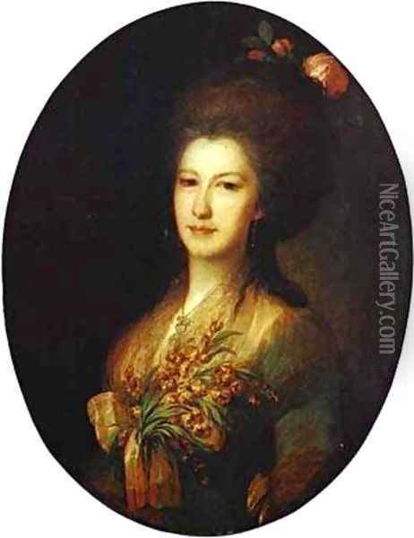 Portrait Of Countess Elizaveta Santi 1785 Oil Painting - Fedor Rokotov