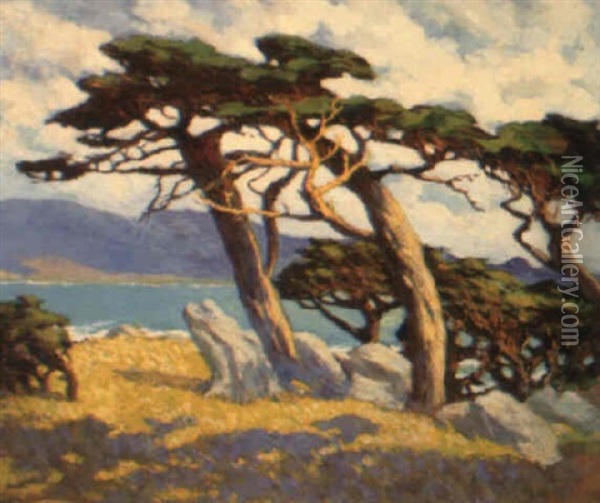 Afternoon On The Drive- Pebble Beach Oil Painting - Mary Deneale Morgan