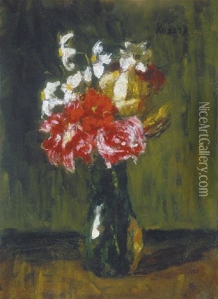 Still Life With Flowers Oil Painting - Jozsef Koszta