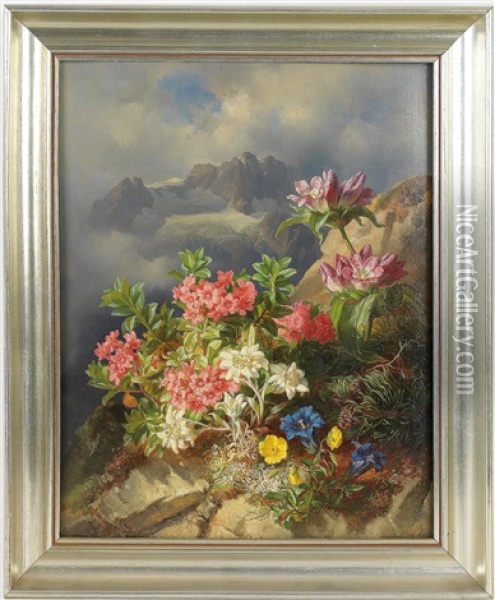 Alpenblumen Oil Painting - Andreas Lach