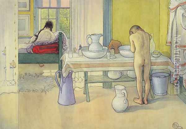 Summer Morning (at Spardavet) Oil Painting - Carl Larsson