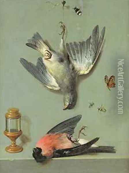 Still Life With Birds and Insects, 1713 Oil Painting - Jean-Baptiste Oudry