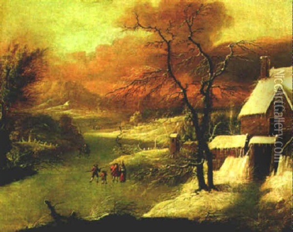 Winter Landscape Oil Painting - Peter Von Bemmel