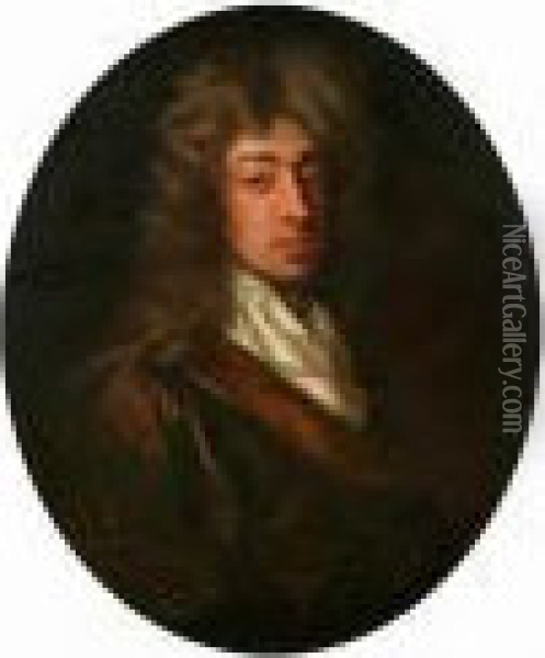 Circle Of Sir Peter Lely (later 17th Century) Portrait Of A Gentleman Oil Painting - Sir Peter Lely