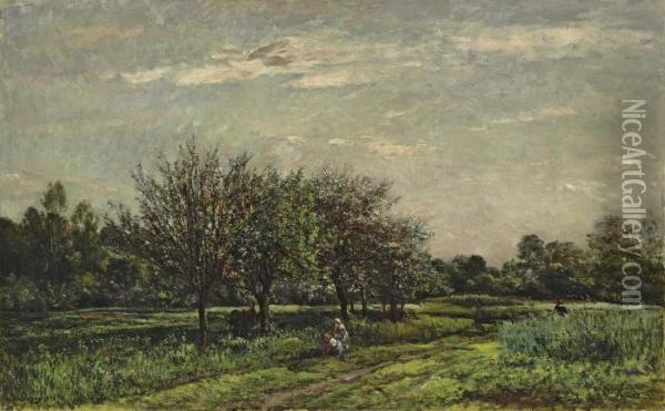 Un Sentier, Fin Du Mois De Mai Oil Painting - Charles-Francois Daubigny