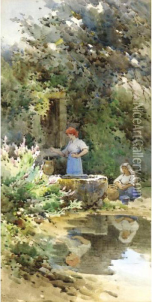 By The Well Oil Painting - Angelos Giallina