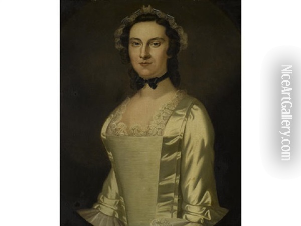 Portrait Of A Lady (possibly Maria Morris) Oil Painting - John Wollaston