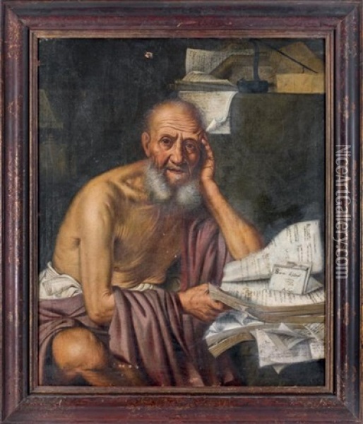 Le Philosophe Socrate Oil Painting - Pietro Bellotti