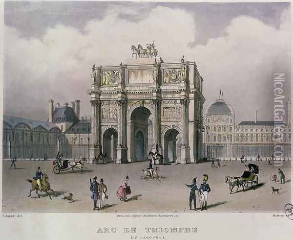 The Arc de Triomphe du Carrousel, Paris, 1832 Oil Painting - Bernhard Schmidt