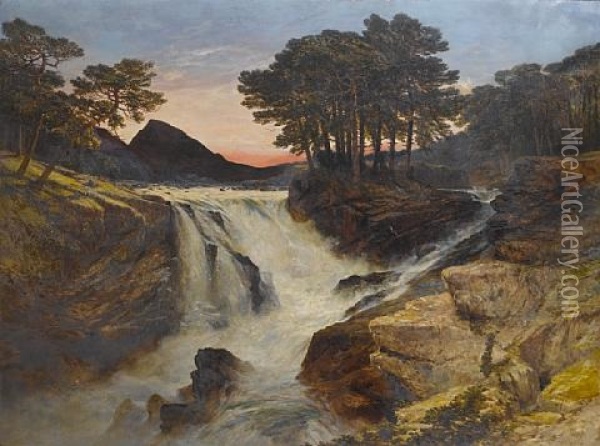 Midsummer Midnight, Norway Oil Painting - William West