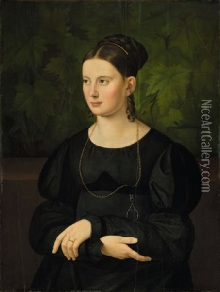 Portrait Of A Woman Oil Painting - Ludwig Emil Grimm