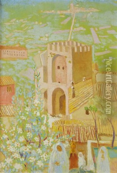 Printemps A Assise, La Porte San Pietro Oil Painting - Maurice Denis