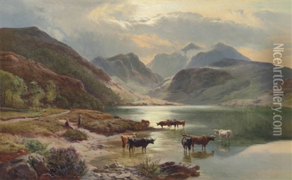 Glencoe From Loch Leven, Scotland Oil Painting - Sidney Richard Percy