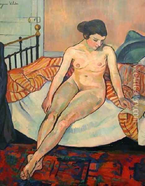 Sitting Nude Oil Painting - Suzanne Valadon