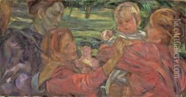 Mutter Mit Kindern Oil Painting - Dora Hitz