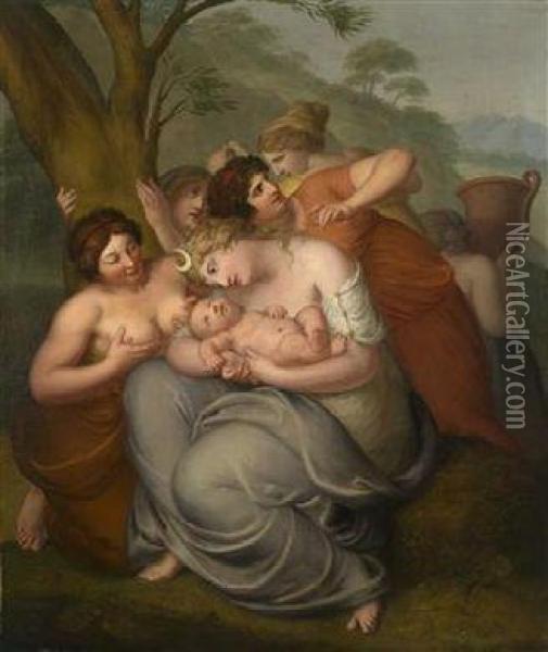 Mythological Scene Oil Painting - Johann Josef Fr. Langenhoffel