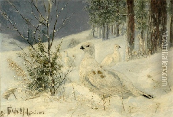 Snowchicken Oil Painting - Vladimir Leodinovitch (Comte de) Muravioff