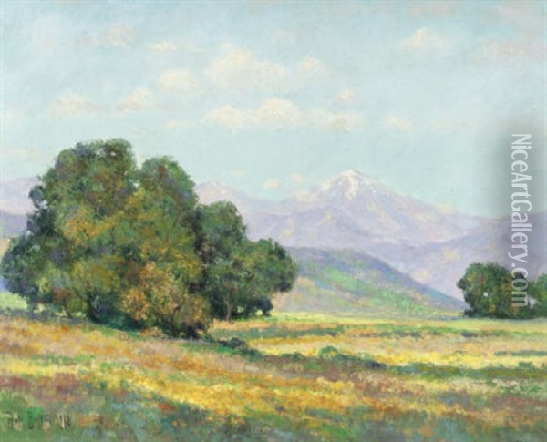 Country Landscape With A View Of The Mountains Oil Painting - Hale W(illiam) Bolton