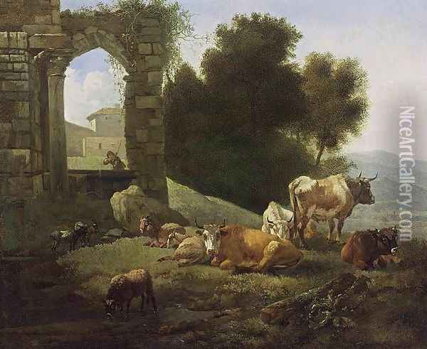 Italianate Landscape (1) Oil Painting - Willem Romeijn