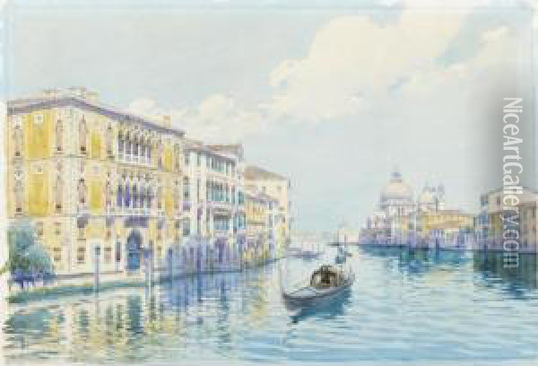 Gondola Sul Canal Grande, Venezia Oil Painting - Camillo, Millo Bortoluzzi