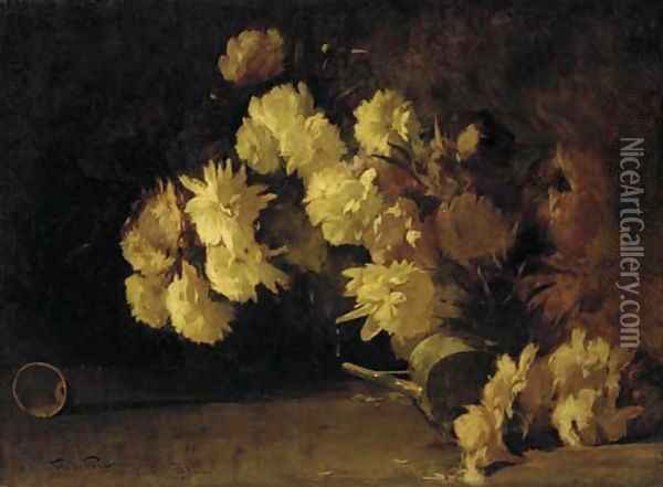 Still Life with Flowers Oil Painting - Emil Carlsen