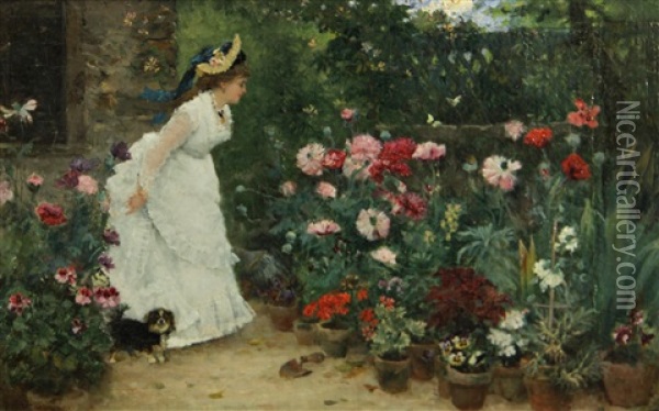 In The Garden Oil Painting - Armand Charnay