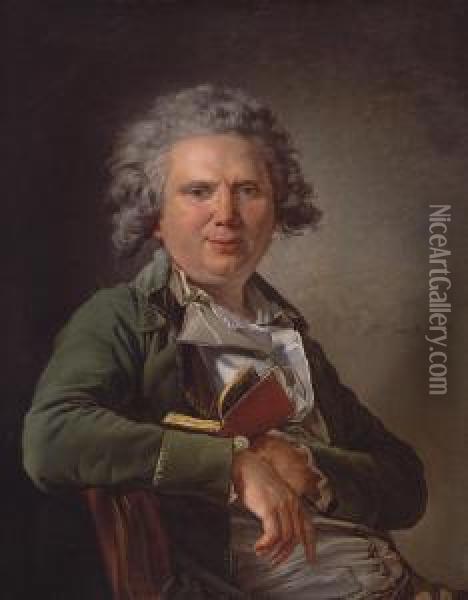 Portrait D'homme Au Gilet Vert Oil Painting - Louis Rolland Trinquesse