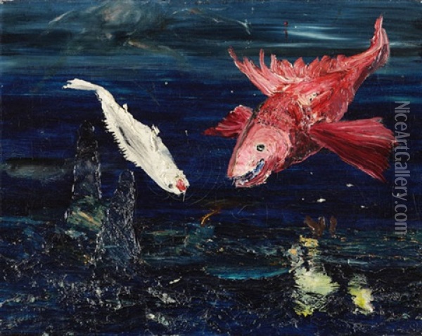 Fische Oil Painting - Joachim (Hans Boetticher) Ringelnatz