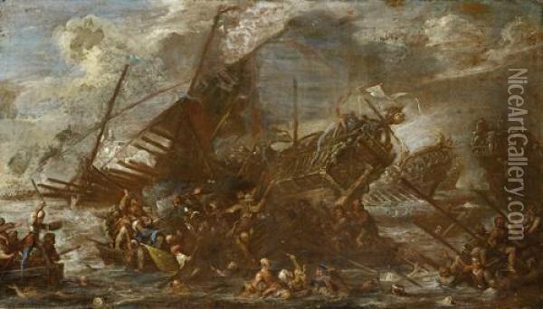 The Battle Of Lepanto Oil Painting - Johannes Lingelbach