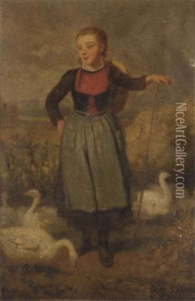 The Goose Girl Oil Painting - Louis Simon Cabaillot Lassalle