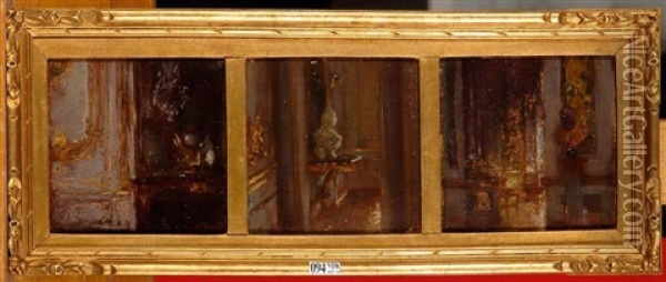 Interieurs De Versailles (triptyque) Oil Painting - Gaston La Touche