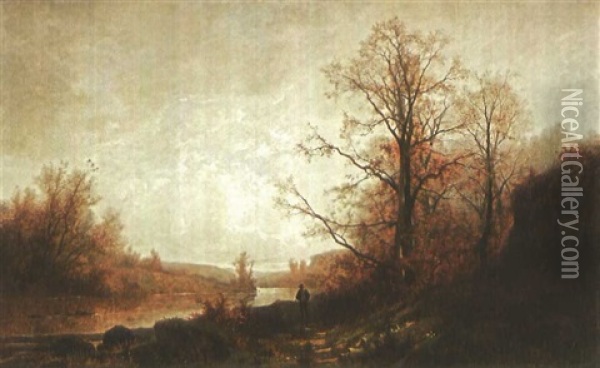 Flusslandschaft Oil Painting - Gustave Eugene Castan