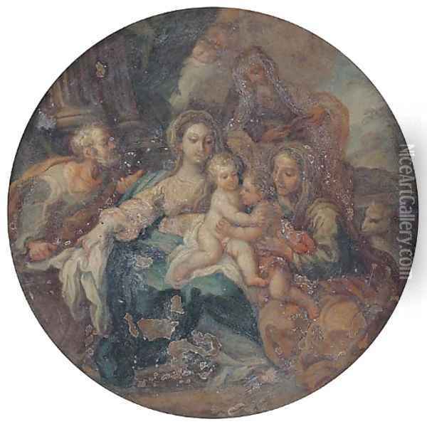 The Holy Family with Saints Elizabeth, Zacharias and the Infant Saint John the Baptist Oil Painting - Filippo Lauri