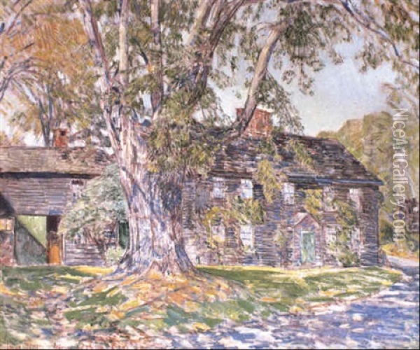 The Old Abbot House, Andover, Massachusetts Oil Painting - Childe Hassam
