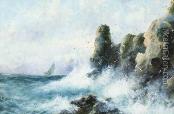 Crashing Waves Oil Painting - Margaret J. Ferguson