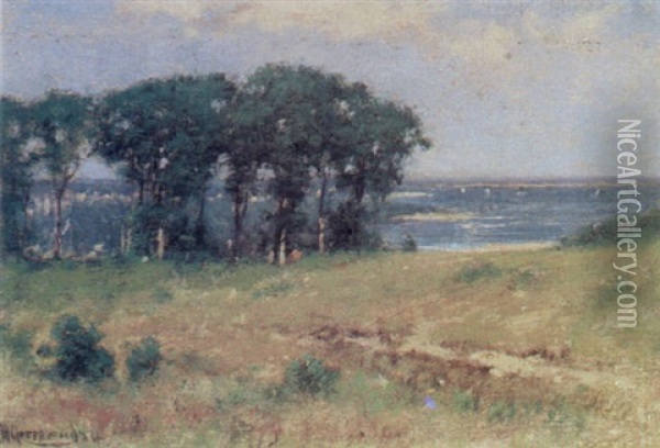 Oak Buffs, Massachusetts Oil Painting - Joseph H. Greenwood
