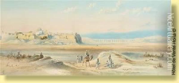 Caravane Se Dirigeant Vers Le Desert (orientaliste) Oil Painting - Frederick Goodall
