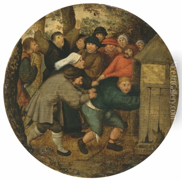 A Drunkard Pushed Into A Pigsty Oil Painting - Pieter Brueghel the Younger