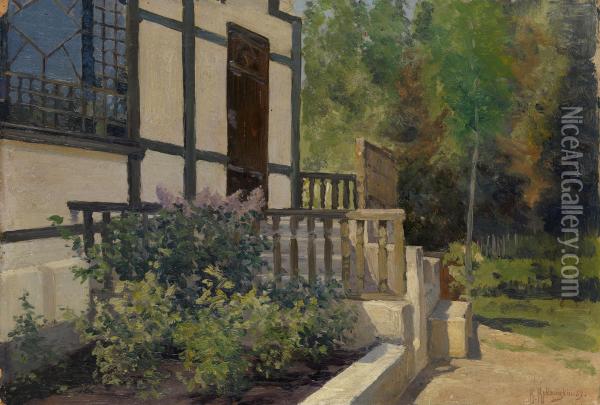Porch Of The Artist's House Oil Painting - Constantin Kryschitskij