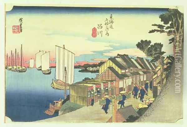 Shinagawa departure of a Daimyo in later editions called Sunrise No 2 from the series 53 Stations of the Tokaido Oil Painting - Utagawa or Ando Hiroshige