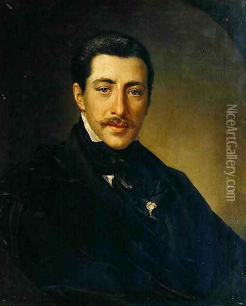 Portrait of the Author Alexander Sukhowo-Kobylin 1817-1903 Oil Painting - Vasili Andreevich Tropinin