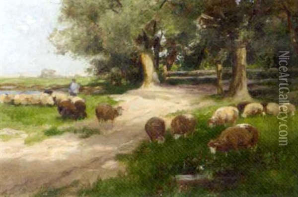 A Shepherd And His Flock Oil Painting - Johann Daniel Holz