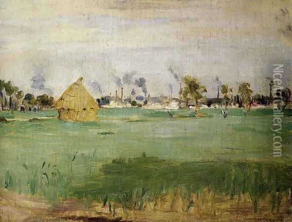 Landscape At Gennevilliers Oil Painting - Berthe Morisot