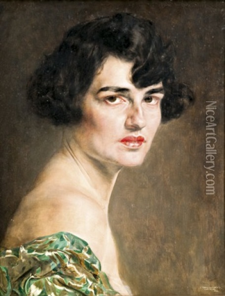 Hedervary Grofno Portreja Oil Painting - Bertalan Karlovszky