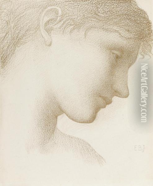 Study Of A Head, Probably For The Angel Oil Painting - Sir Edward Coley Burne-Jones