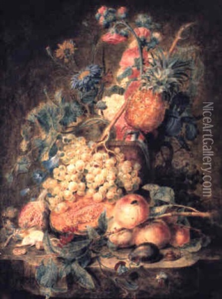 Nature Morte De Fruits Et De Fleurs Oil Painting - Jan van Os