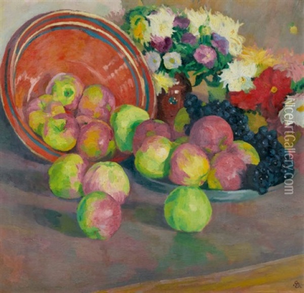 Frutta E Fiori Oil Painting - Giovanni Giacometti